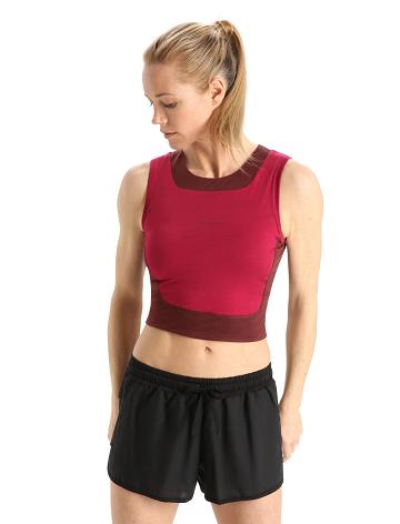 Icebreaker ZoneKnit™ Merino Cropped Bra-Tank Női Póló Rózsaszín | HU 1573EBCX